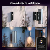 Philips Hue Appear Wandlamp voor Buiten - Wit en Gekleurd licht - IP44 Waterbestendige Muurlamp - Buitenverlichting - Verbind met Bluetooth of Bridge - Werkt met Alexa en Google