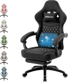 Dowinx Gamingstoel met pocketveringkussen, massagegamingstoel met voetensteun, ergonomische racing-gamerstoel, belastbaar tot 150 kg, Zwart