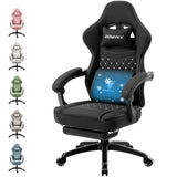 Dowinx Gamingstoel met pocketveringkussen, massagegamingstoel met voetensteun, ergonomische racing-gamerstoel, belastbaar tot 150 kg, Zwart