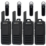 Retevis RB639P walkie talkies voor volwassenen, mini-tweewegradio met oortjes, VOX, USB-C, PMR446 professionele 2-wegradio voor restaurant (zwart, 4 stuks)