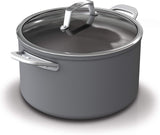 Ninja C30480 Foodi NeverStick Premium 8-kwart voorraadpot met glazen deksel antiaanbak, duurzaam, dubbel geklonken handvat en ovenkluis tot 500 graden, aluminium, leisteen grijs