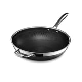 HexClad Hybride anti-aanbak wok, 30,5 cm, koel handvat, vaatwasmachinebestendig, geschikt voor inductie, compatibel met alle kookplaten