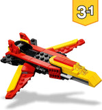 LEGO Creator 3in1 Superrobot, Draken Figuur en Straaljager Vliegtuig Speelgoed, Creatief Bouwpakket voor Jongens en Meisjes, Cadeau voor Kinderen 31124