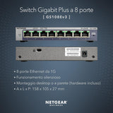 Netgear GS108E Managed Switch 8-poorts Gigabit Ethernet LAN Switch Plus (Network Switch Managed, VLAN, IGMP Snooping, QoS, fanless, robuuste metalen behuizing, ProSAFE levenslange garantie)