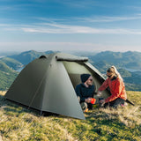 YITAHOME Campingtent voor 3-4 personen, waterdichte dubbellaagse backpackingstent met twee deuren, koepeltent met ledverlichting of veranda-steunstang voor reizen, strand, wandelen, buiten