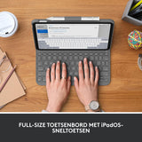 Logitech Slim Folio Toetsenbordhoes voor iPad (10e generatie) met geïntegreerd Draadloos Toetsenbord - UK Engels QWERTY indeling-Layout - Grijs