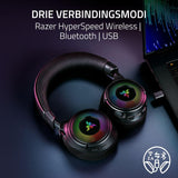 Razer Kraken V4 - Draadloze Gaming Headset (3 Modes Connectiviteit, TriForce 40mm Drivers, 9-Zone RGB Earcup Verlichting, Mix & Volume aanpassingen, THX Spatial Audio) Zwart