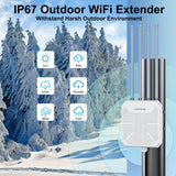 WAVLINK WiFi6 Outdoor Wireless Access Point/WLAN Repeater/Router, Dual Band 2.4G + 5G AX1800M Mesh Extender met PoE/4x8dBi antenne/IP67 weerbestendige behuizing