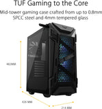 ASUS TUF Gaming GT301 compacte pc-behuizing (mid-toren, zijwand van glas, 120 mm Aura RGB-ventilator, Aura Sync, hoofdtelefoonhouder)