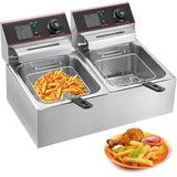 Olibelle Friteuse, elektrisch, roestvrij staal, 12 l, friteuse, commerciële friteuse, van roestvrij staal, dubbele tank, 5000 W