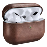 Lederen Case voor AirPods Pro, ICARERSPACE Premium Echt Lederen Schokbestendige Beschermhoes Cover voor Apple AirPods Pro Oortelefoon Opladen Case (LED Zichtbaar) Ondersteuning Draadloze Oplader Bruin