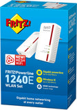 AVM FRITZ!Powerline 1240E/1000E WLAN-set (1200 Mbit/s, WLAN-toegangspunt, ideaal voor media-streaming of NAS-verbindingen, internationale versie), ethernet, wit