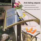 Moderne voordeur luifel, 99% UV-blok dakbedekking luifels, regenonderdakhoes, grote gootsteen buiten luifel, raam tuinluifel, patio veranda luifel, polycarbonaat hoes, 3 kleuren (goud, 150 x 118
