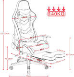 Yaheetech Gamingstoel, racestoel, ergonomische draaistoel, in hoogte verstelbaar, pc-stoel met voetensteun, hoge rugleuning met verstelbare armleuningen, 150 kg