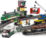 LEGO 60198 City Trains Vrachttrein met Motor, Bouwset met Poppetjes, 3 Wagonnen, Rails voor Kinderen van 6 Jaar en Ouder