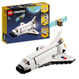 LEGO Creator 3in1 Space Shuttle Set Inclusief Astronaut Poppetje met Beweegbare Onderdelen en Ruimteschip, Leuk Speelgoed voor Jongens en Meisjes vanaf 6 Jaar, Ruimte Cadeau voor Kinderen 31134