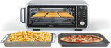 Ninja SP201 Digitale Air Fry Pro Countertop 8-in-1 oven met verlengde hoogte, XL-capaciteit, open- en wegcapaciteit voor opbergruimte, met airfry mand, draadrek en crumb tray, zilver