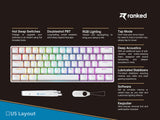 Ranked S60 Supernova 60% | Heet Verwisselbaar Mechanisch Gamingtoetsenbord | 61 Toetsen Multi Color RGB LED Backlit voor PC/Mac | QWERTY Amerikaanse (Wit, Gateron Optical Speed Yellow)