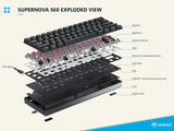 Ranked S60 Supernova 60% | Heet Verwisselbaar Mechanisch Gamingtoetsenbord | 61 Toetsen Multi Color RGB LED Backlit voor PC/Mac | QWERTY Amerikaanse (Wit, Gateron Optical Speed Yellow)