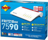 AVM FRITZ!Box 7590 High-End WLAN AC + N router (VDSL-/ADSL, 4x4 MU-MIMO met 1.733 (5 GHz) en 800 MBit/s (2,4 GHz), DECT-basis, Media Server) (gereviseerd)