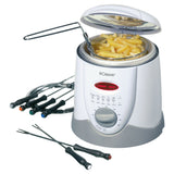 Bomann friteuse FFR 1290 CB 2-in-1 fonduefriteuse incl. 6 fonduevorkjes, bedieningspaneel met display, cool-touch behuizing, 1 liter olie/vet, 840 watt, wit