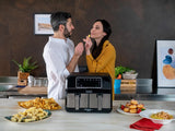 Kenwood kHealthy Twin Airfryer, 8 liter (2 x 4 l), dubbele kamer, 8 programma's, dual cook- en sync finishing-functie, touch-display, anti-aanbaklaag, 200 graden, timer (tot 60 min) en 24 uur