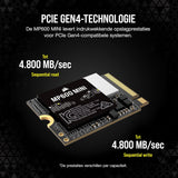 CORSAIR MP600 MINI 1TB M.2 NVMe PCIe x4 Gen4 2 SSD – M.2 2230 – Tot 7.000MB/sec Sequentieel Lezen – High-Density 3D TLC NAND – Perfect Voor Steam Deck en Microsoft Surface – Zwart