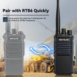 Retevis RT86A Lange Afstand Walkie Talkie, Professionele Tweewegradio Voor Volwassenen, 2500 mAh, Krachtige Draagbare Groepsoproep Radio, Bouw, Logistiek en Transport (zwart, 4 stuks)