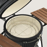 KAMADO XL Forest-Grill 22 inch voor 8 tot 12 personen, Japanse houtskoolgrill, met trolley, dienbladen, pizzasteen inbegrepen, keramisch deksel