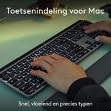 Logitech MX Keys S Combo for Mac, draadloos toetsenbord en muis met handsteun, verlicht toetsenbord, draadloze muis voor snel scrollen, Bluetooth USB C voor MacBook, iPad, US INT'L QWERTY - Rymdgrå