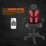 Deltaco Gaming GAM-086, Gamingstoel met RGB-verlichting en afstandsbediening, PU-leer, ergonomisch, zwart