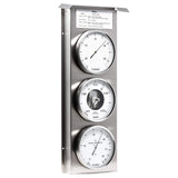 Fischer 803-01 Weerstation voor buiten, roestvrij staal, met thermometer, barometer, haarhygrometer, Made in Germany