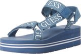 GUESS Avin Wedge sandaal voor dames, Blauw Wit Denim, 38 EU