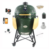YNNI 27.5" GEEL XXL Chip Feeder Kamado Bundel Oven BBQ Grill Extra inc Trolley TQTT27YL