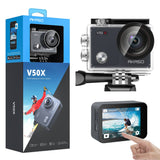 AKASO V50X Actiecamera, 4K wifi, 40M EIS, anti-shake actiecamera, 4X zoom met touchscreen, afstandsbediening, sportcamera, waterdichte behuizing, helmaccessoireset