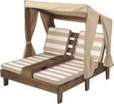 KidKraft 534 Dubbel ligbed met bekerhouder, espresso en ecru, van hout, tuinmeubelen voor kinderen, 3-6 jaar