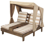 KidKraft 534 Dubbel ligbed met bekerhouder, espresso en ecru, van hout, tuinmeubelen voor kinderen, 3-6 jaar