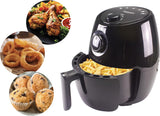 BEPER P101FRI001 Heteluchtfriteuse, olievrij, timer en temperatuur instelbaar, afneembare container en rooster, inhoud 2 liter, 1000 watt, zwart