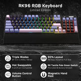 RK ROYAL KLUDGE RK96 RGB Limited Ed, 90% 96 toetsen, draadloos tri-modus, BT5.0/2.4G/USB-C hot-swap-compatibel mechanisch toetsenbord met polssteun, software-ondersteuning, tactiele schakelaar, QWERTY