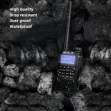 Retevis RT87 Walkie Talkie Waterdicht IP67, 128-kanaals dual-band, DTMF-alarm met Roger Beep LCD-scherm, professionele bidirectionele radio (zwart, 2-pack)