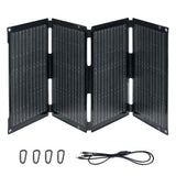BougeRV ETFT Opvouwbaar zonnepaneel, 100 W, glasvezel 270 graden, 2 kg, draagbaar zonnepaneel met DC/USB-C/USB-A-uitgangen, draagbaar zonnepaneel met karabijnhaak, compatibel met mobiele telefoon,