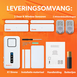 X1 Alarmsysteem - Compleet Alarmsysteem met 120 dB Sirene, 2 Raam - Deursensoren en 2 Afstandsbedieningen - Uitbreidbaar
