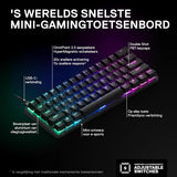 SteelSeries Apex Pro Mini HyperMagnetic-gamingtoetsenbord – 's Werelds snelste toetsenbord – Aanpasbare activering – Compact 60%-ontwerp – RGB – PBT-keycaps – USB-C – Duitse QWERTZ-indeling