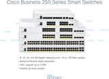 Cisco Systems CBS250-8T-D-EU Business Smart Switch 8 GE-poorten Desktop beperkte levenslange garantie voor hardware ,wit