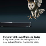 Sennheiser 700143 AMBEO Soundbar Plus voor TV en Muziek - EU Plug - met 3D Surround Sound Virtuele 7.1.4 Speaker Setup ingebouwde Dual Subwoofers Geavanceerde Streaming Connectiviteit Zwart