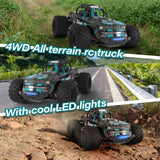 snookids Op afstand bestuurde auto, 1:14, 40 km/u, 4WD RC monstertruck met kleurrijk licht, 2 batterijen, 2,4 GHz offroad-racewagen, voor kinderen en volwassenen