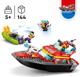 LEGO City Reddingsboot Brand, Bouwpakket voor Kinderen met Drijvende Speelgoed Boot, Jetpack en 3 Minifiguren, Origineel Rollenspel Cadeau voor Jongens en Meisjes vanaf 5 Jaar 60373