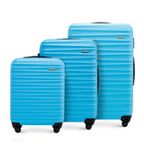 WITTCHEN Reiskoffer 3-delige kofferset Rollende koffer Trolley Handbagage Harde schaal van ABS met 4 spinnerwielen Cijferslot Telescopisch handvat GROOVE Line Blauw