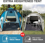 Portal Tent voor 3-4 personen, staande hoogte, campingkoepeltent, XL, met voortent, zijdeur en raam, 3-4 seizoenen, 3000 mm, waterdicht, voor outdoor, festival, familie