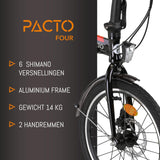 PACTO FOUR Vouwfiets - Hoogwaardige Nederlandse Vouwfiets - 27 cm Aluminium Frame - 20 Inch Aluminium Wielen - 6 Shimano Versnellingen - Inklappen in 10 Seconden - Vouwfiets voor Volwassenen